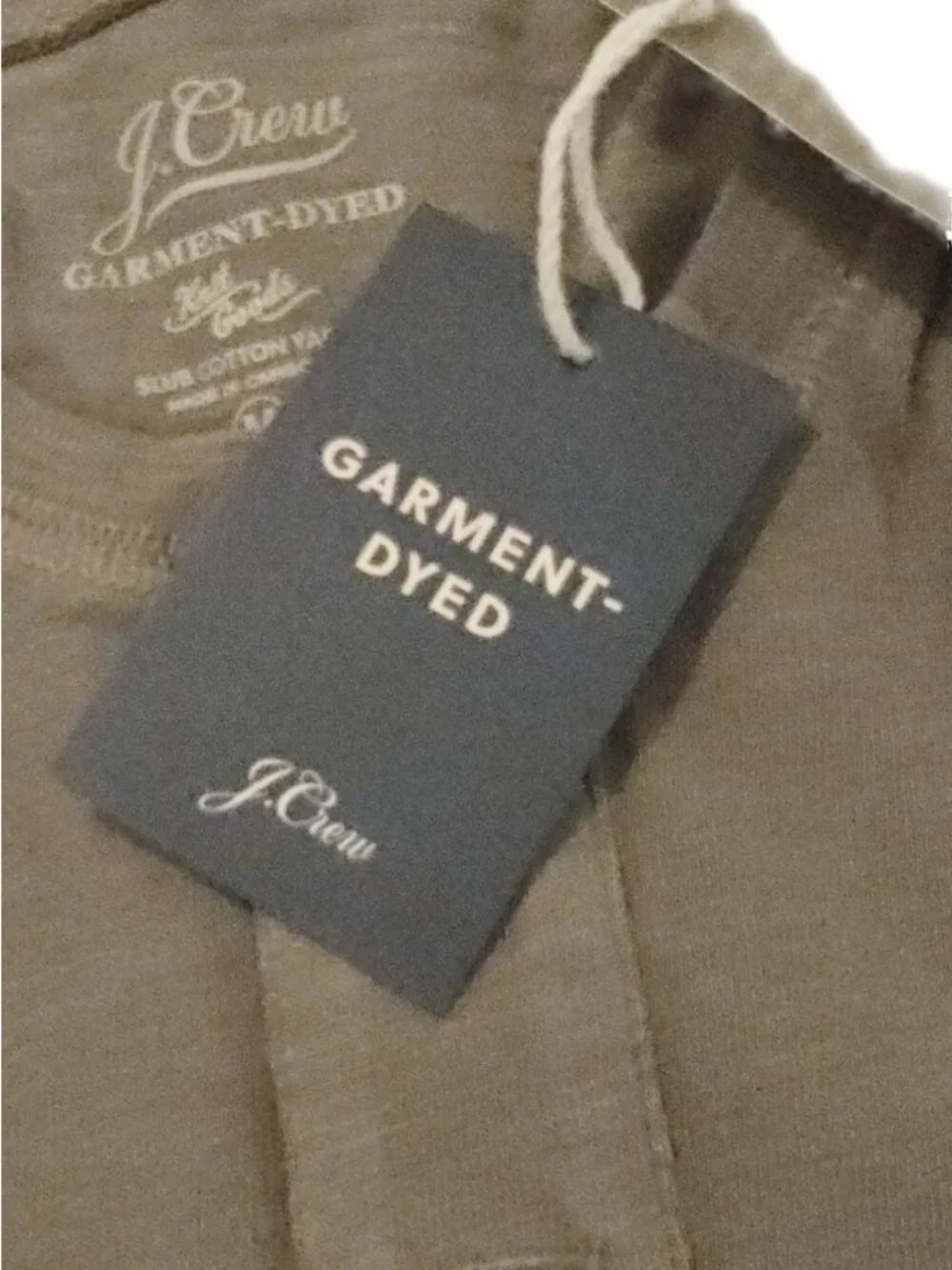 J. Crew Men's Garment Dyed Green Medium Short Sleeve Henley Shirt 100 Cotton New